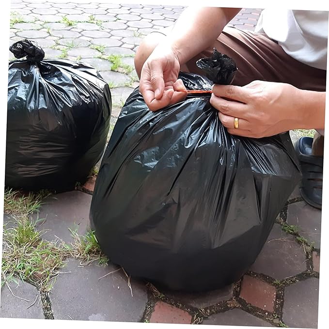 Mikinona 200Pcs Black Thick Disposable Toilet Trash Bags Portable Garbage Liners for Home Bathroom Use PE Leak-resistant Large for Easy Cleanup and Storage