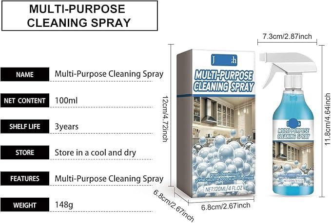 Kitchen Foam Cleaner - Powerful Grease &amp Stain Remover Multi-Surface Safe Fresh Scent Gentle Formula(3PCS)
