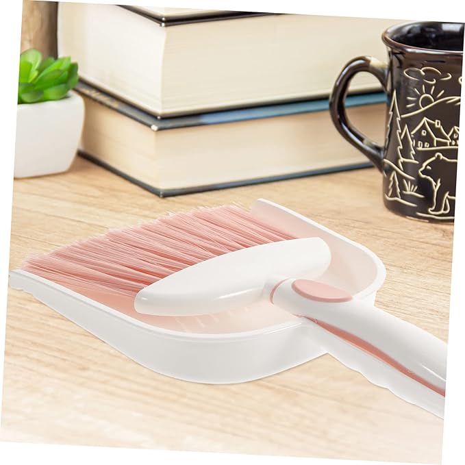 minkissy 3sets Portable Mini Dustpan and Broom Set Compact Household Cleaning Accessory for Adults Durable Plastic Dustpan and Brush for Home and Office Use