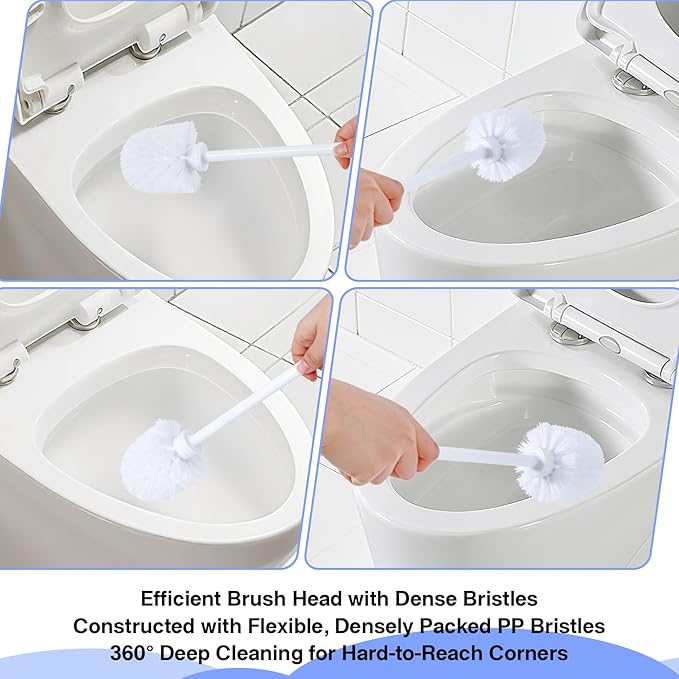 15 Pcs Toilet Brushes 14.2 Inch Toilet Bowl Brush Long Plastic Handled Cleaning Scrubber Heavy Duty Toilets Scrubber Brush for Home Commercial Restrooms Bathroom Cleaning(White)
