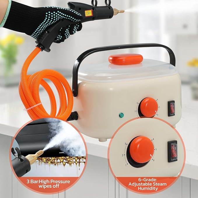 2500W High Pressure Handheld Steamer1500ml Steam Cleaner for CleaningPortable Steam Cleaner for Home Use High-Temperature Steamer Cleaner for Car Detailing Kitchen Bathroomfor Home Shower All Sur