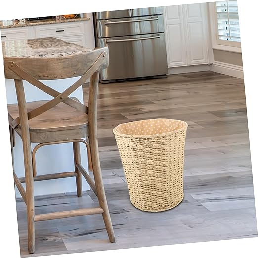 VOSAREA Rattan Woven Storage Basket Wastebasket Sundries Basket Pastoral Style Random Style