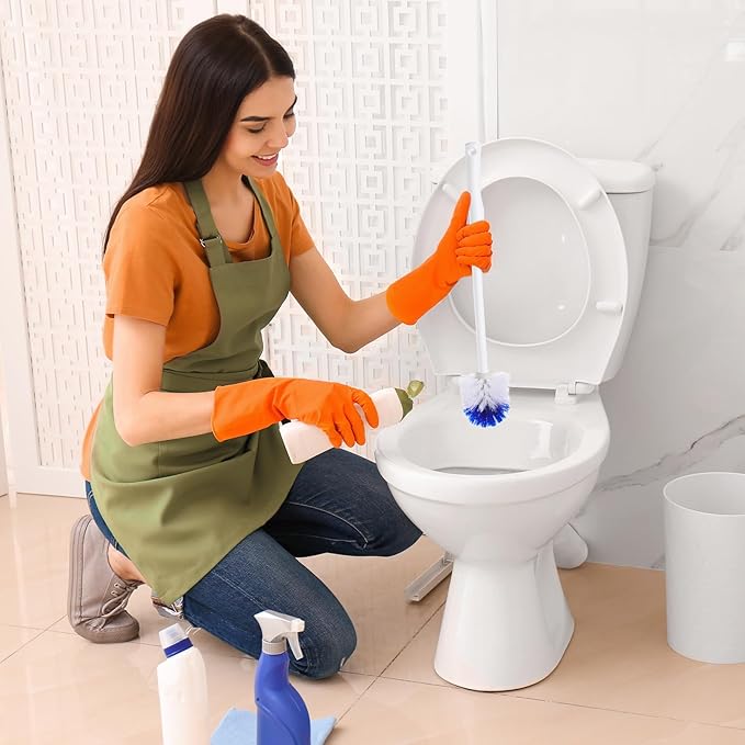 15 Pcs 18.5 Inch Toilet Bowl Cleaner Brush Bathroom Long Plastic Handled Cleaning Scrubber with Hook Hole Without Holder for Household Cleaning (BlueWhite)