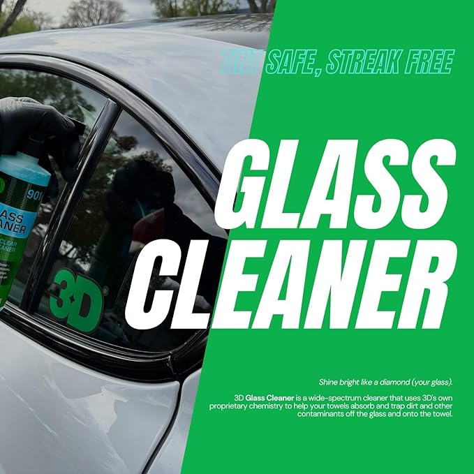 3D Glass Cleaner Bundle - Streak-Free Tint Safe Formula - 16oz Spray + 1 Gallon Refill