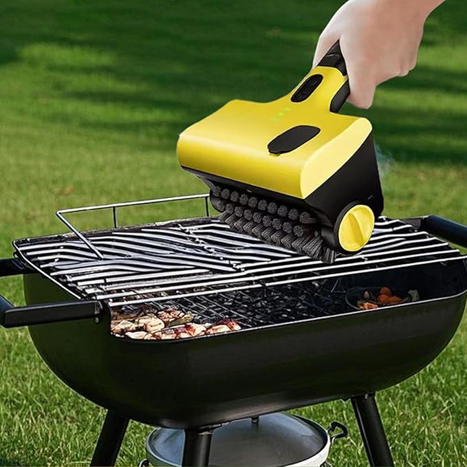 Heayzoki Electric Grill Clean Brush Cordless Power Grill Cleaner with 2600mAh Battery 250ml WaterTank Adjustable Speed Interchangeable Brush Heads for Outdoor