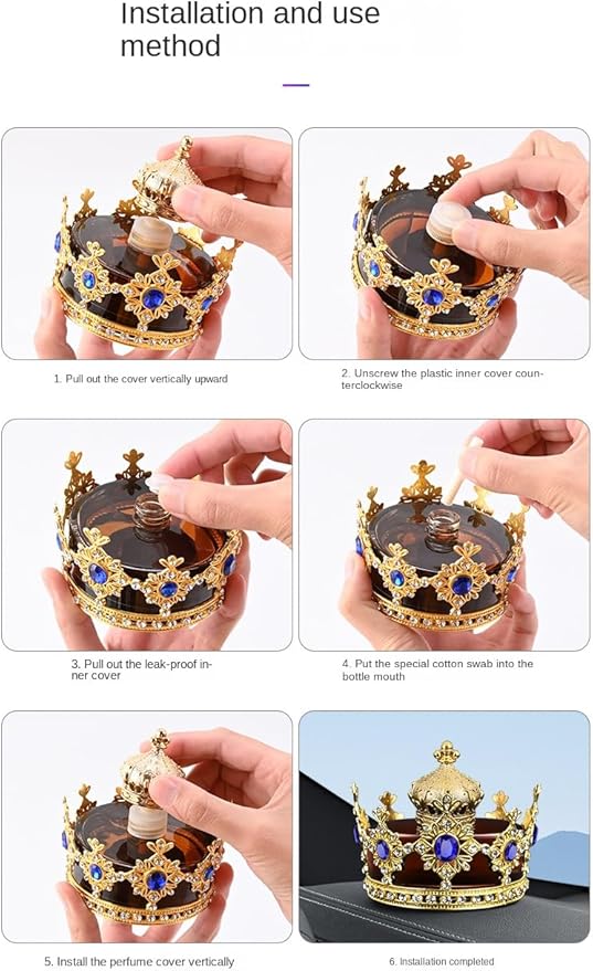 Crown-Shaped Car Air Freshener: Elegant Design Long-Lasting Scent Easy to Use (Blue)