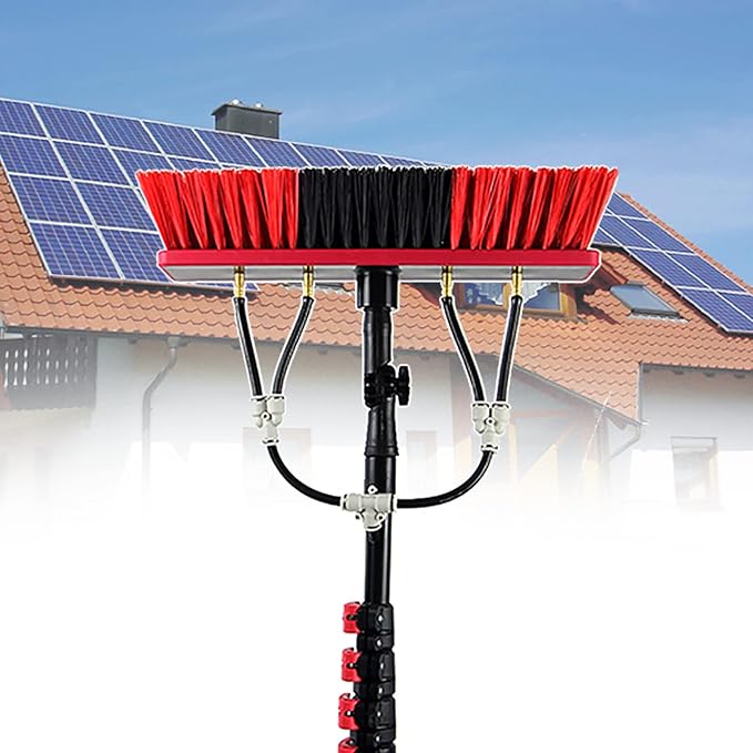 3.6-10.8m Telescopic Window Cleaner Kit Photovoltaic Panel Cleaning Water Fed Telesbrush with Telescopic Rod Extendable Cleaning Tools Pole30ft/9m (30ft/9m)