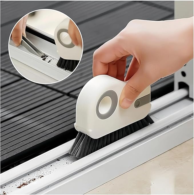 2 in 1 Groove Cleaning Brush - Window Track Cleaner &amp Hard Bristle Grout Brush Tool(1 pcs Orange)