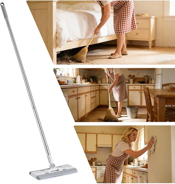 Mini Mop - Clip Design Desktop Mop | Zero Touch No Wash Mops 44 Inch Automatic Cloth Changing Cleaning Tool for Home Kitchen Bathroom Living Room Hardwood Tile Laminate Flooring Marble Floors