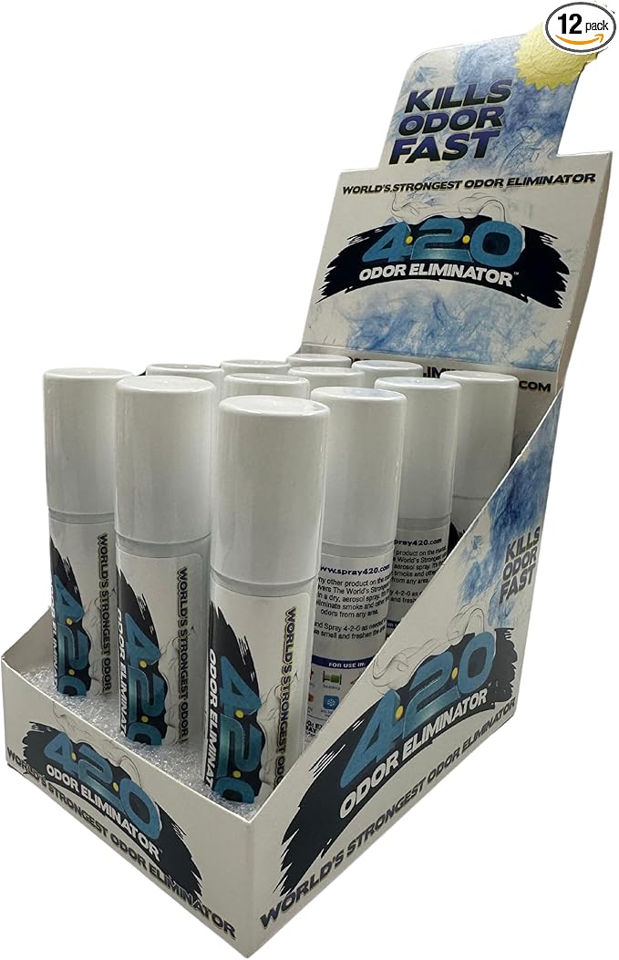 420 Spray Blue - Cannabis Odor Destroying Spray for Eliminating Pot Smoke Cigarette Smoke or Most Unwanted Odors in Your House Car or Apartment So Freshen Up The “Joint!” 12PK Retail Display