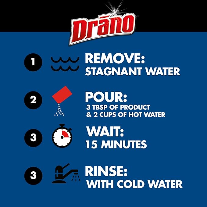 Drano Kitchen Granules Drain Clog Remover and Cleaner Unclogs Blockage from Grease or Cooking Oil 8.8 oz (Pack of 3)