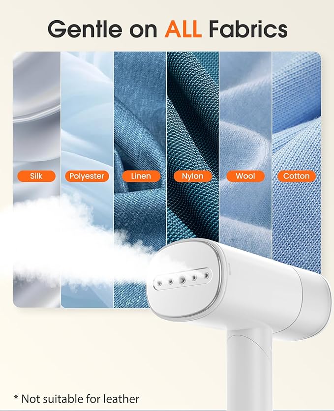Handheld Steamer for Clothes 1200W Foldable Travel Steamer 20 Sec Preheat Garments Wrinkle Remover 120V Portable Hand Iron with 150ml Water Tank Clothes Steamer for Home Travel-White