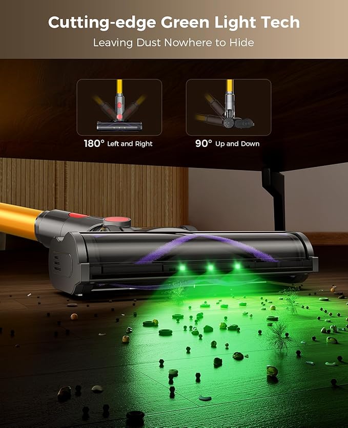 Cordless Vacuum Cleaner 450W 40KPA Vacuum Cleaners for Home 45 Mins Lightweight Stick Vacuum Cordless with LED Display Rechargeable Battery Vacuum for CarpetPet HairHardwood Floor
