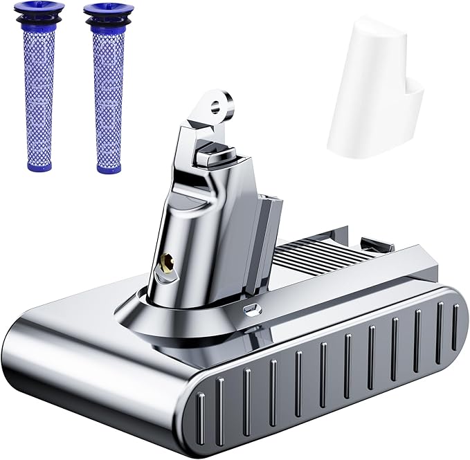 10000mAh Replacement for Dyson V6 Battery 21.6V Lithium VTC4 SV03 SV04 SV05 SV06 SV07 SV09 DC58 DC59 DC61 DC62 DC72 DC74 Absolute Animal Motorhead Slim Vacuum with 2 Filters (V6)