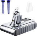 10000mAh Replacement for Dyson V6 Battery 21.6V Lithium VTC4 SV03 SV04 SV05 SV06 SV07 SV09 DC58 DC59 DC61 DC62 DC72 DC74 Absolute Animal Motorhead Slim Vacuum with 2 Filters (V6)