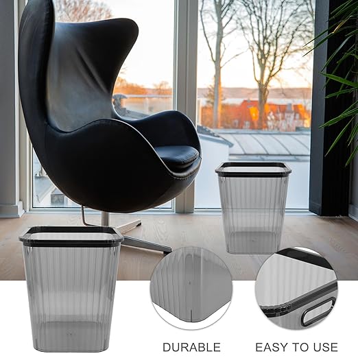 Trash Can Small Plastic Wastebasket Black Kitchen Bathroom Office Household Garbage Bin