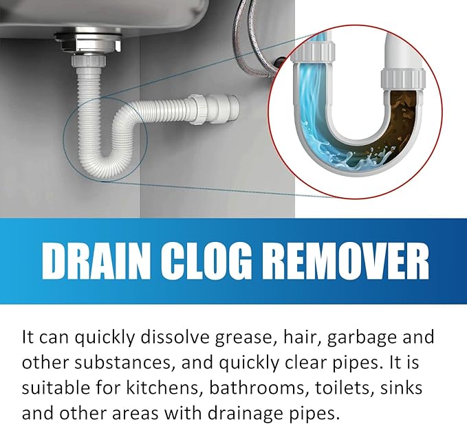 Drain Unclogging and Cleaning Tablets for Kitchen and Toilet - Dissolve Grease Hair &amp Waste Eliminate Odors(3PCS)