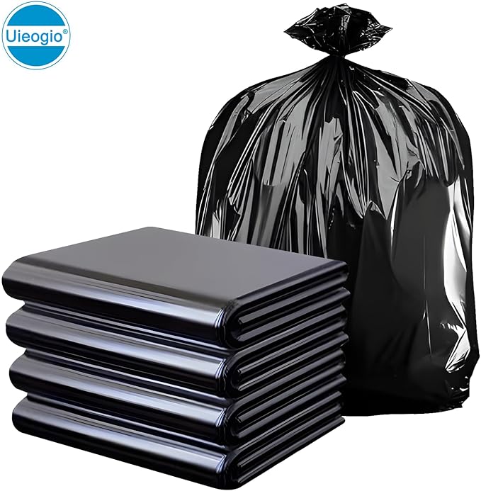 Heavy-Duty Trash Bags Black 24 x 32 Inch 10-13 Gallon 100 Count Extra Strong Garbage Bags for Kitchen Restaurant Business Indoor Outdoor UseThickened garbage bags 60cm x 80cm
