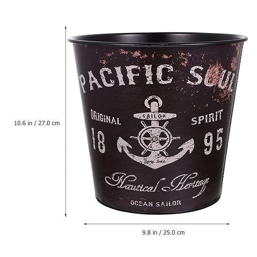 Alipis Home Trash Bin Large Capacity Iron Waste Basket Decorative Waste Paper Bucket for Living Room