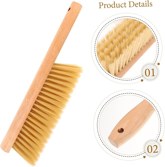 GLEAVI 1Set Compact Hand Broom with Wooden Handle and Dustpan Lightweight Whisk Broom for Bed and Sofa Cleaning Portable Dust Brush for Indoor Use Easy Storage Design