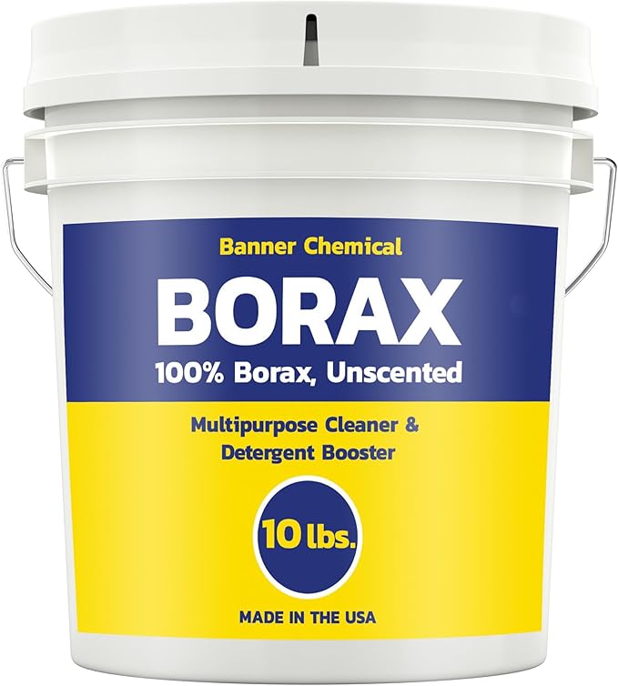 Raw Borax (10 lbs) - 100% Pure Unscented Multi-Purpose Cleaner &amp Detergent Booster - Natural Household Cleaner and Stain Remover - Made in the USA