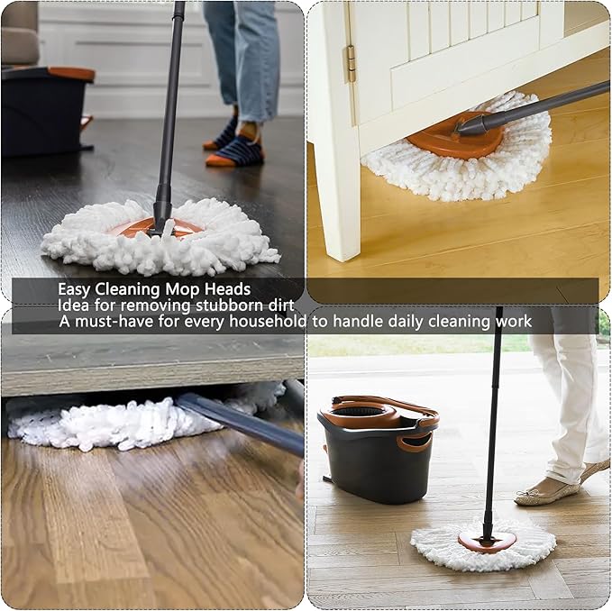10Pack Spin Mop Replacement HeadsSpinning Mop Replace Head for Easy Wring Mop 100% Microfiber Mop Head Replacement Compatible with Triangle Spin Mop Refill for Floor CleaningWhite