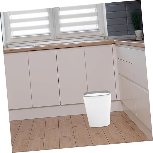 NUOBESTY Slim White Trash Can for Narrow Spaces Large Capacity Office Waste Basket Easy to Clean Design for Bathroom Bedroom Use