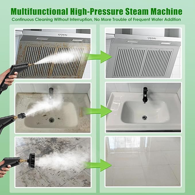 Steam Cleaner for Home &amp Car 15s Heat-Up Handheld Steamer for Cleaning 1.2L Portable High Steam Cleaners 3BAR Steam Control with 14 pcs Accessories Kit for Car Floors Couches Tiles Grout