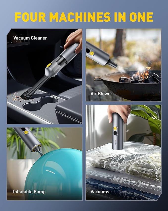 AUXITO Car Vacuum Cleaner - Portable Handheld Vacuum Cleaner 14000Pa Suction Power Blow &amp Suction 2 in 1 Mini Vacuum Cleaner Hand Held Vacuum for Car Home Pet Office Gifts for Men (Silver)