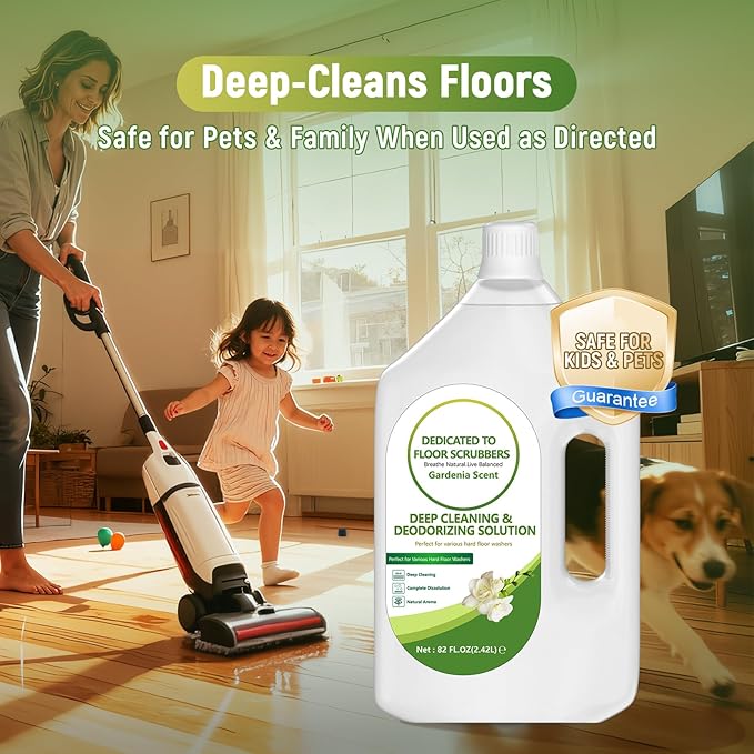 Floor Cleaning Solution Compatible with Tineco – 82 FL OZ Gardenia Floor Cleaner – Sweet Long-lasting Fragrance – For All Cordless Wet/Dry Vacuum Mop Cleaner &amp Robot Vacuums with Mopping