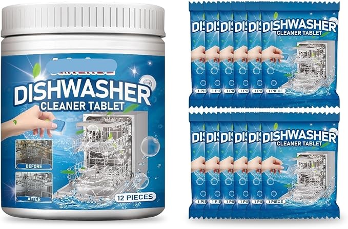 Dishwasher Cleaner Tablets - 1 Pack Removes Grease Stains &amp Odors Kitchenware 专用Easy To Use Restores Freshness(2PCS)