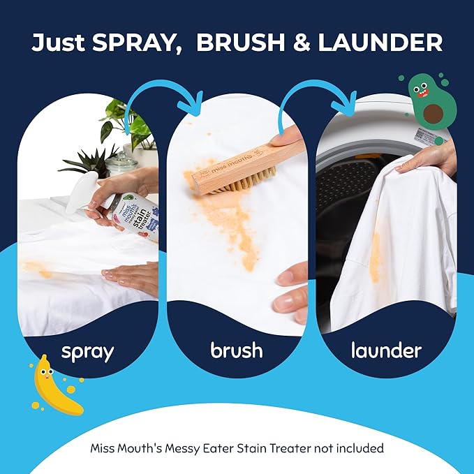 Miss Mouth's Messy Eater Stain Treater Bundle - 16oz Spray Bottle 16oz Refill Pouch &amp Laundry Brush - Baby Stain Remover for Clothes Carpet &amp Fabric