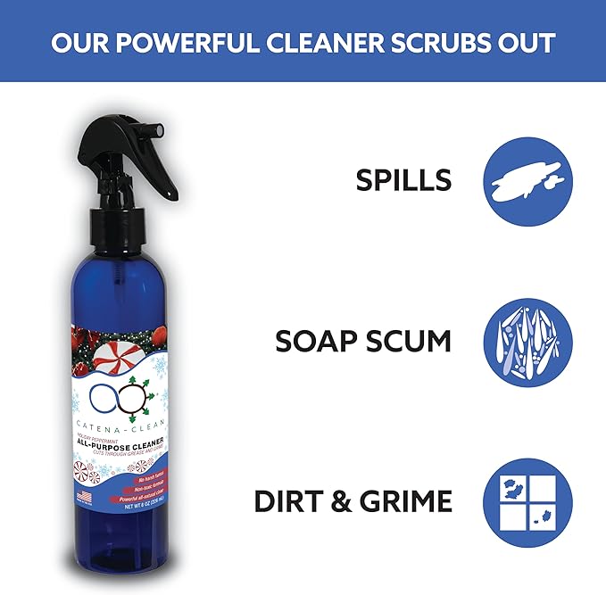 Natural Peppermint Bathroom Cleaner (6 Pack 8 fl. oz each 48 fl. oz total)– Refreshing Fast-Acting All-Purpose Spray for Toilet Shower &amp Sink – Descaler Limescale Grime &amp Soap Scum Re