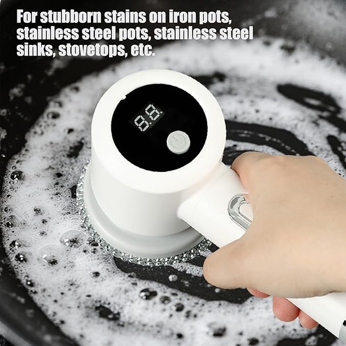 Power S Pin Scrubber Cordless with Balanced Weight Design White Electric S Pin Scrubber Handhold Electric Cleaning Brush Rechargeable for Bathtub Tile Grout Floor Toilet Kitchen Wall