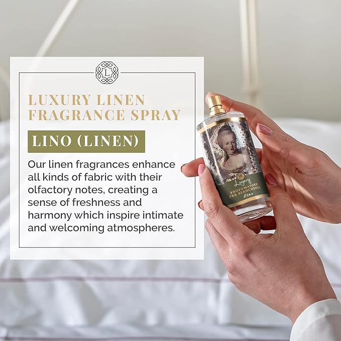 Logevy Firenze 1965 Lino – Linen Fragrance Spray for Linen Fabric from Master Perfumer in Italy with Fruity &amp Floral Notes to Luxuriously Freshen Sheets Cushions Curtains Drawers &amp more –