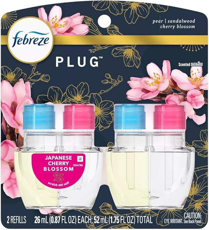 Febreze Kitchen Fade Defy Plug Air Freshener - Japanese Cherry Blossom - (2) of 0.87 fl oz Refills