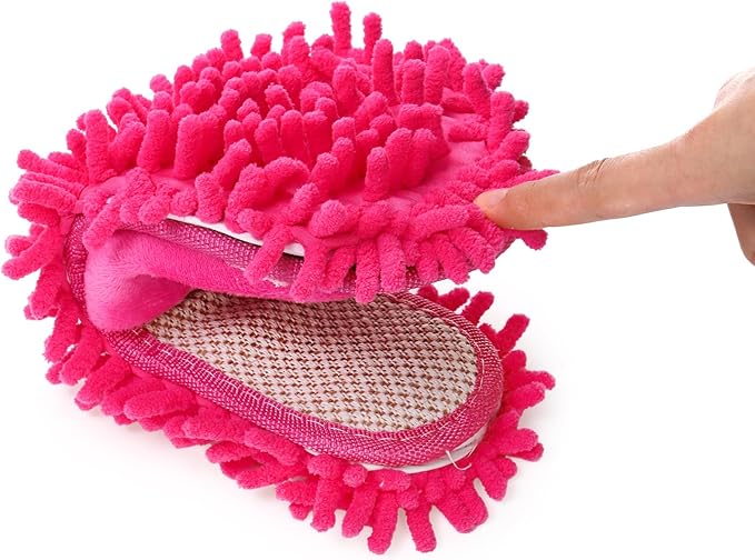 Bekith 4 Pairs Washable Mop Slippers Detachable Microfiber Cleaning Shoes for Women Men Home Office Floor Dust Dirt Clean Medium
