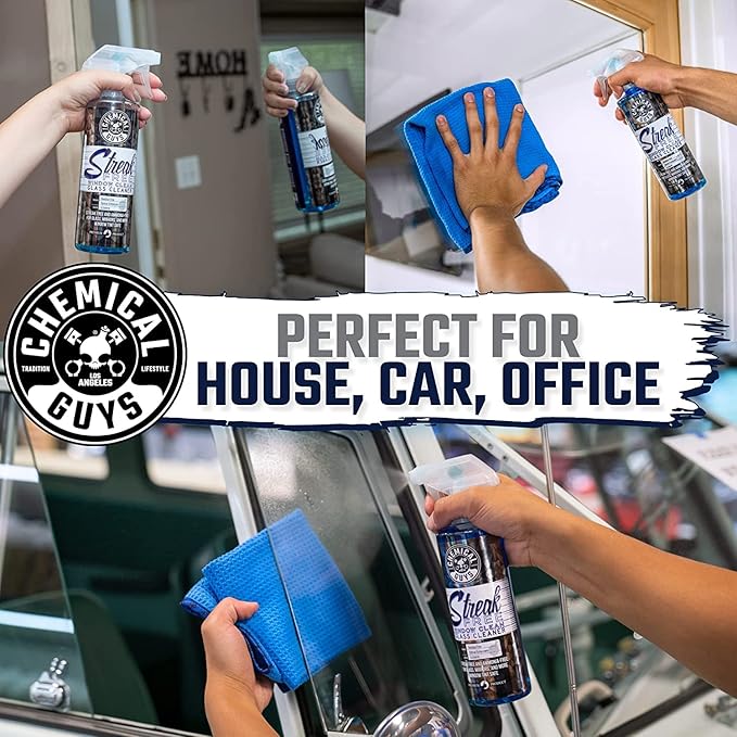 Chemical Guys CLD300 Streak Free Glass &amp Window Cleaner (For Glass Windows Mirrors Nav. Screens &amp More Car &amp Home) Ammonia Free &amp Safe on Tinted Windows 128 fl oz + ACC151 Spray