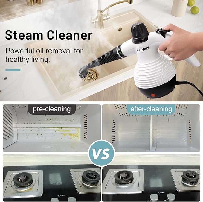 Handheld Steam Cleaner Steamer for Cleaning Multipurpose Portable Steam Cleaners for Home Use with Safety Lock and 10 Accessory Kit to Remove Grime Grease and More Save Time and Effort