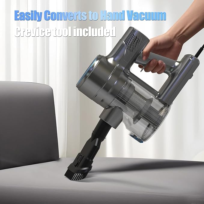Corded Stick Vacuum Cleaner 25Kpa Powerful Stick Vacuum 2 in 1 Vacuum Cleaners1.2 L Dust Cup Corded Handheld Vacuum Pet for Hair Short-Pile Carpet Hardfloor (Sky Blue)