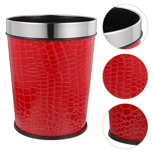 NUOBESTY Retro Trash Can 5L Small Waste Paper Basket Waste Container Bin Garbage Container for Bathroom Bedroom Office(Red)