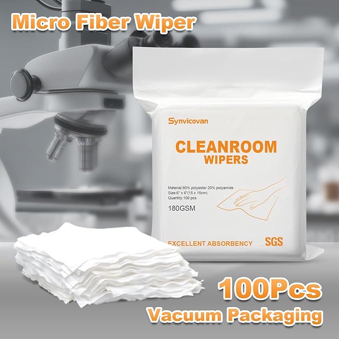 Microfiber Wipes 6x6(100 PcsClass 100 180GSM) Superfine Lint Free Cloths Cleaning and Drying Cloths Reusable Ultra Absorbent for All Surface Types