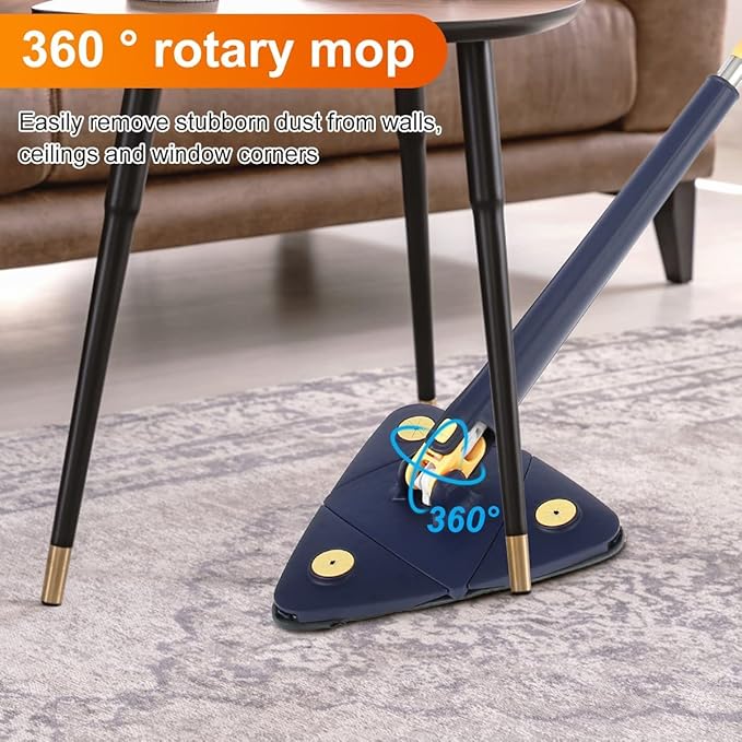 360 Degree Rotating Triangle Cleaning Mop Rotating Adjustable Cleaning Mop 4 Reusable Washable Pads 12027