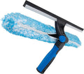 Unger Professional Connect and Clean 18” Proflex 2-in-1 Squeegee and Scrubber High Access Window Cleaning Tool with Pivoting Head Commercial and Residential Use Reusable Microfiber Sleeve