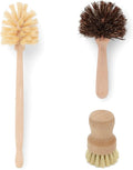 Fox Run Kitchen Brush Set of 3 Pot Dish and Bottle Scrub Brush with Natural Bristles