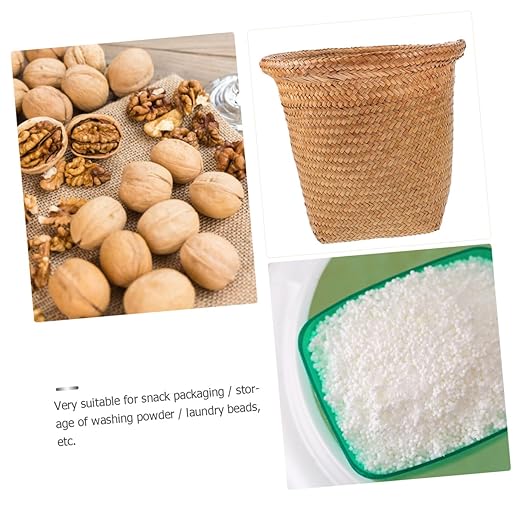 BESPORTBLE Handwoven Medium Straw Wastebasket Office Home Trash Can and Storage Bin Rustproof Woven Basket for Waste Paper Dried Flowers Tissues Multifunctional Holder Random Color