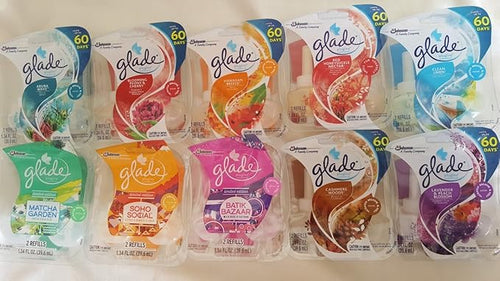 12 Glade Batik Bazaar Wild Rose &amp Safron Scented Oil Plugins Refills No Outer Package