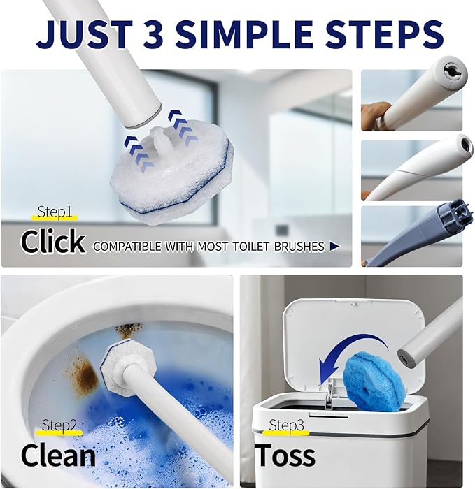 64Pcs Toilet Wand Refills Compatible with Clorox Toilet Wand 5X Cleaning Power Extra Thick Fresh FragranceCompatible with Most Toilet Brushes