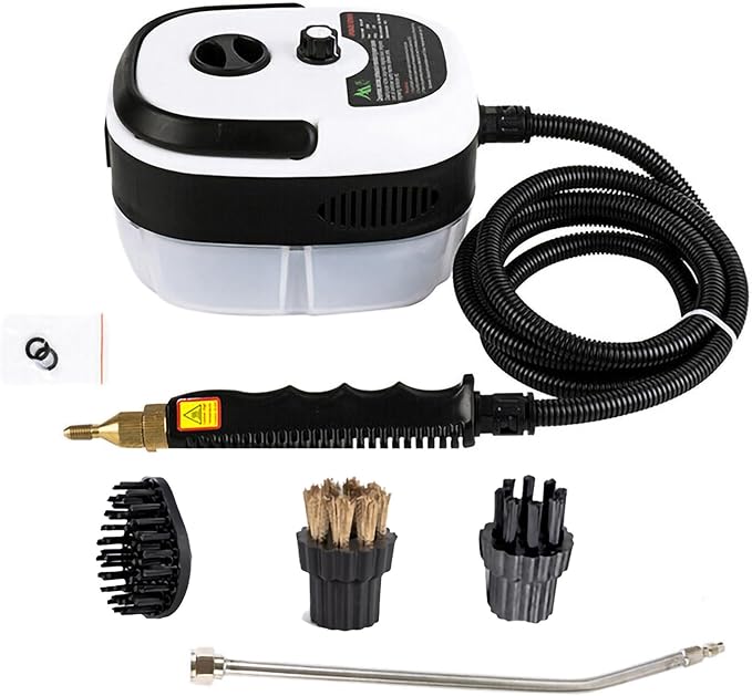 1000ml Handheld Steam Cleaner with 3 Brush Heads Steam Machine 1600W Multifunction Portable Electric Steam Cleaning Machine for Home Refrigerator Air Conditioner Microwave Oven (Color : White-A)