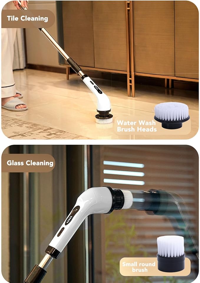 Electric Spin Scrubber with Extendable Handle Cordless Shower Scrubber Rechargeable Cleaning Brush for Tile Floor Bathroom Kitchen 97cm Adjustable Pole 3000mAh